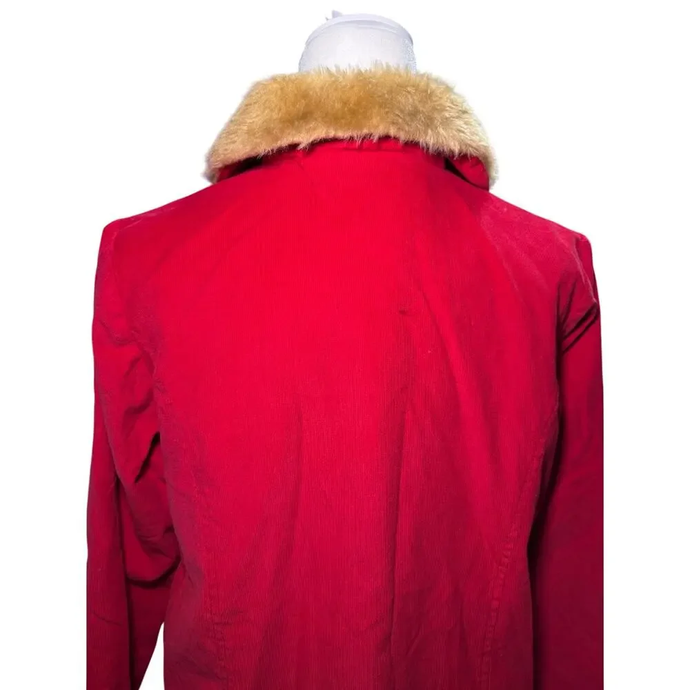Jellybean Vintage Red Corduroy Skirt Suit Faux Fur Collar, Girls Plus 14.5, NWT